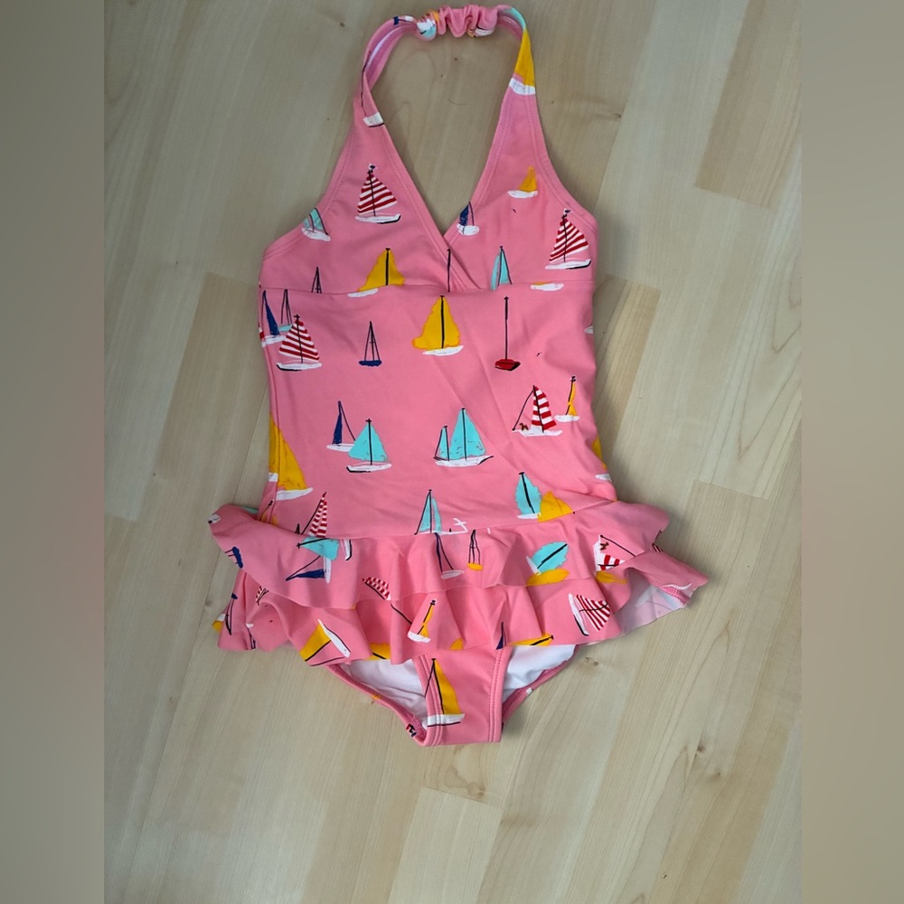 Pink Sailboat Print Kids Swimsuit Hanna Anderson 5